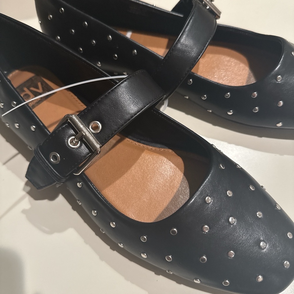 Dolce Vita Black Studded Mary Jane Flats